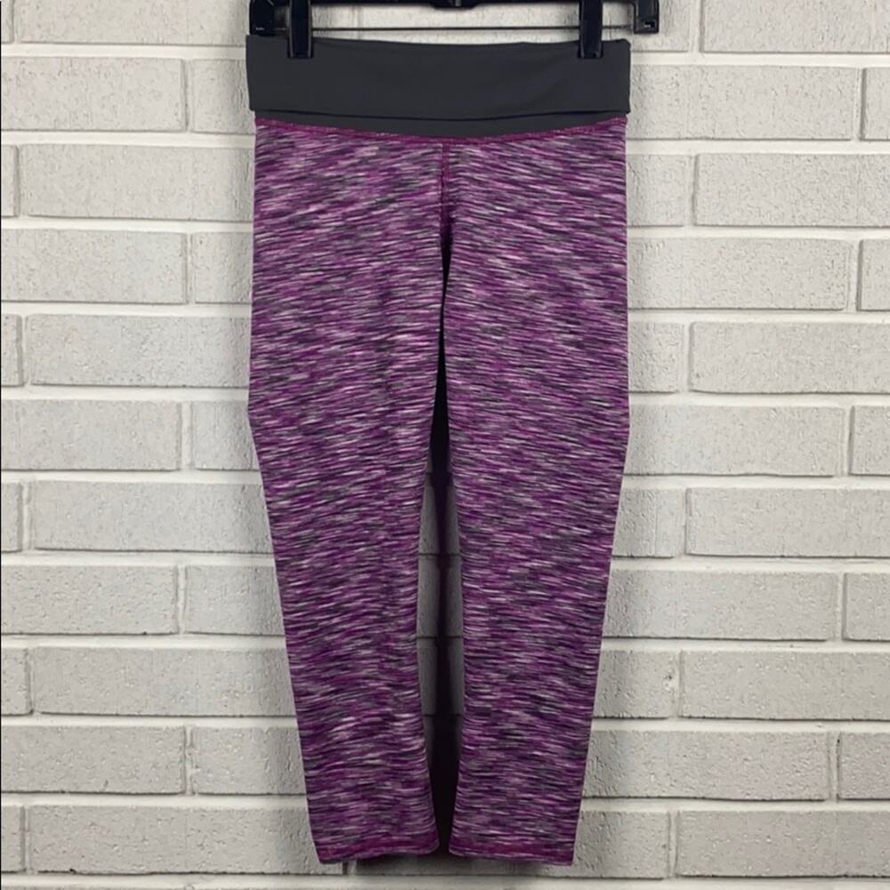 Fabletics Womens Purple & Gray Crop Active Wear Leggings Size XS